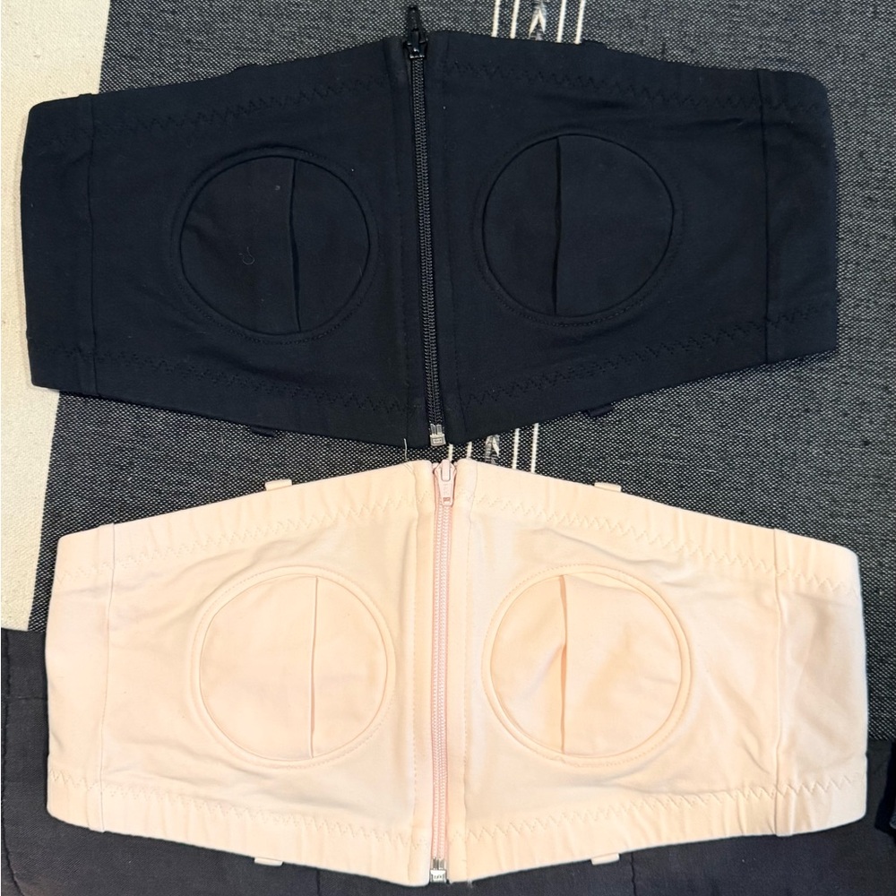 Strapless Front-Zip Bra - Black & Nude